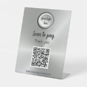 ブラシ付きスチール非接触型QRコード支払はこちら 台座サイン (正面)