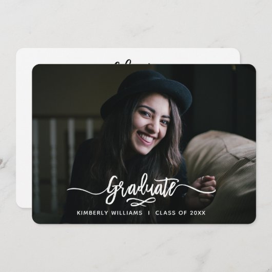 ブラシ付きスモダンクリプト卒業パーティー 招待状 (正面/裏面)