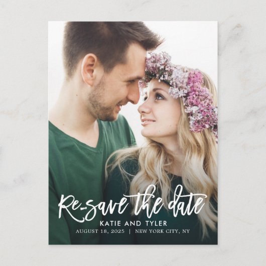 ブラシ付きチャームカスタムカラー結婚の更新はがき ポストカード (正面)