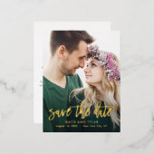 ブラシ付きチャームフォイル日付ポストカードを保存 箔招待状ポストカード (正面/裏面)