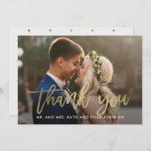 ブラシ付きチャーム結婚のサンキューカードフェイク箔 サンキューカード (正面/裏面)