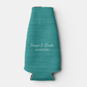 ブラシ付きティール（緑がかった色）名と日付 ボトルクーラー (正面)