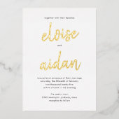 ブラシ付きネーム実在フォイル結婚式招待状 箔招待状 (正面)