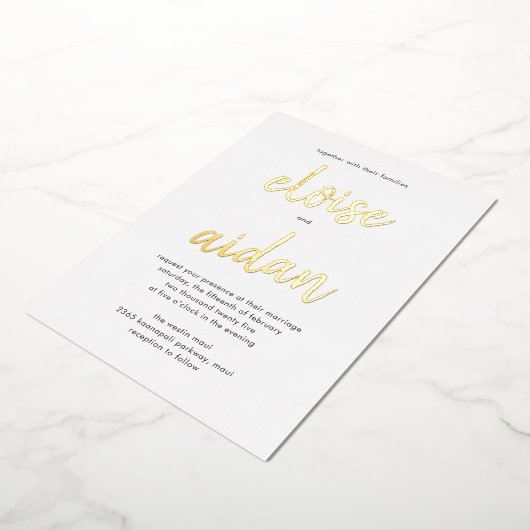 ブラシ付きネーム実在フォイル結婚式招待状 箔招待状 (回転した状態)