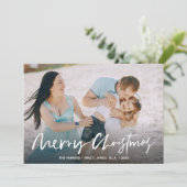 ブラシ付きハンドメ書リークリスマスの写真カード 招待状 (スタンド正面)