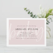 ブラシ付きピンクと白のベビーシャワー招待状 招待状 (スタンド正面)