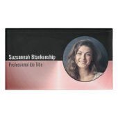 ブラシ付きピンクフェイクメタルカスタムフォトプロフェッショナル 名札 (正面)