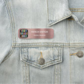 ブラシ付きピンク金ゴールド：会社のロゴ、名前、役職 名札 (インサイチュ)