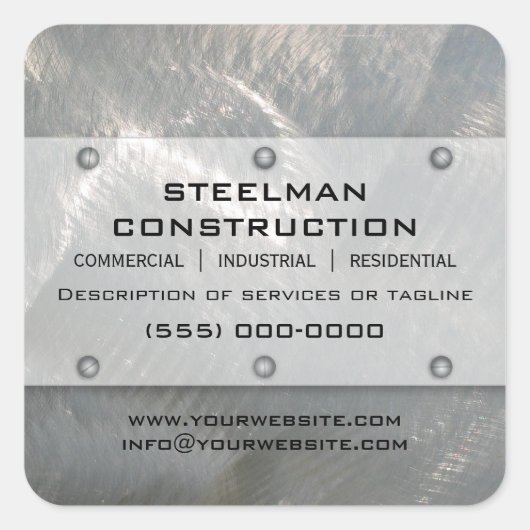 ブラシ付きフェイクシルバーメタルルックプロモーション スクエアシール (正面)