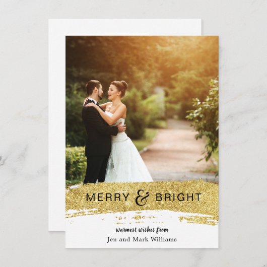 ブラシ付きフェイク金ゴールドグリッター シーズンカード (正面/裏面)