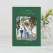 ブラシ付きフォトモダンクリスマスカードレッド シーズンカード (スタンド正面)