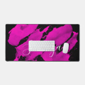 ブラシ付きブラック&ピンクデスクマットのカスタマイズ可能 デスクマット (キーボード&マウス)