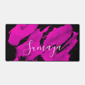 ブラシ付きブラック&ピンクデスクマットのカスタマイズ可能 デスクマット (正面)