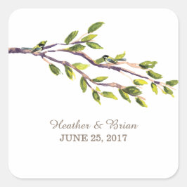 ブラシ付きブランチ結婚式用シール スクエアシール