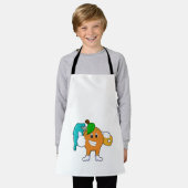 ブラシ付きペインターとしてオ絵を描レンジ エプロン (着用した状態)