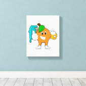 ブラシ付きペインターとしてオ絵を描レンジ キャンバスプリント (インサイチュ (ウッドフロア))