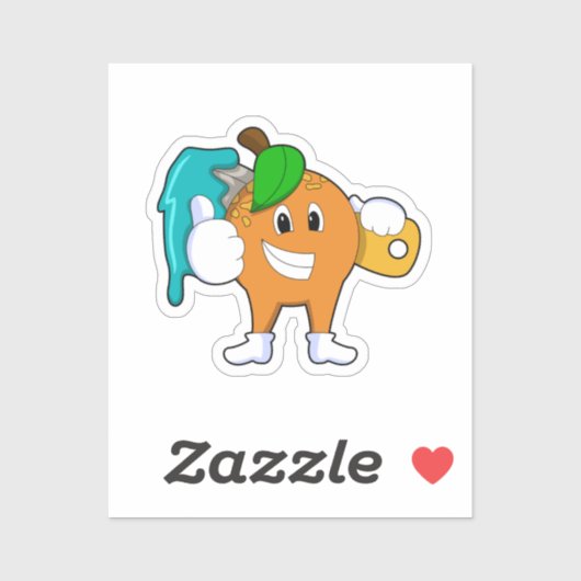 ブラシ付きペインターとしてオ絵を描レンジ シール (シート)