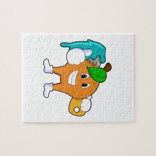 ブラシ付きペインターとしてオ絵を描レンジ ジグソーパズル (横)