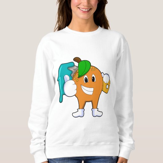 ブラシ付きペインターとしてオ絵を描レンジ スウェットシャツ (正面)