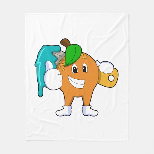 ブラシ付きペインターとしてオ絵を描レンジ フリースブランケット (正面)