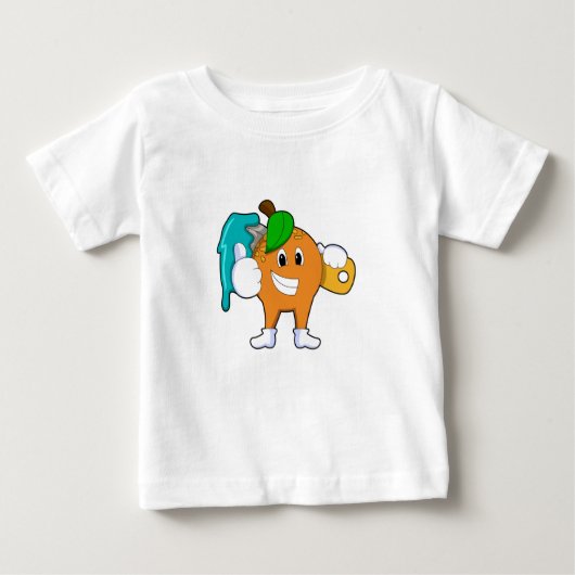 ブラシ付きペインターとしてオ絵を描レンジ ベビーTシャツ (正面)