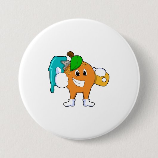 ブラシ付きペインターとしてオ絵を描レンジ 缶バッジ (正面)