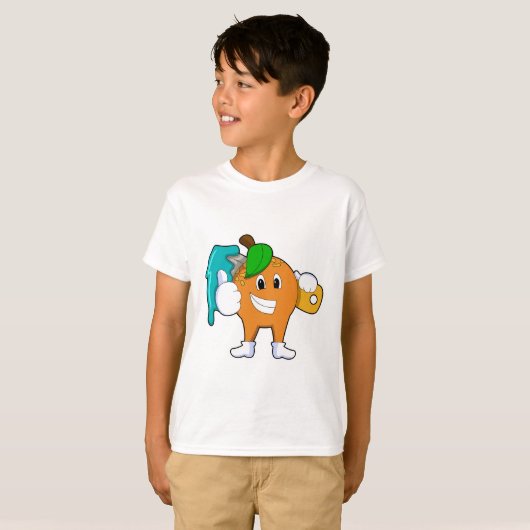 ブラシ付きペインターとしてオ絵を描レンジ Tシャツ (正面フル)