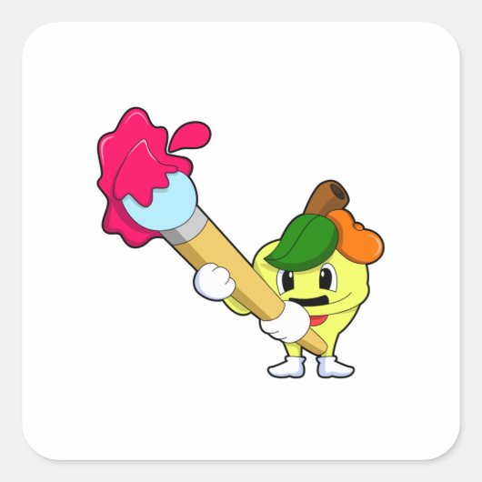 ブラシ付きペインター絵を描のApple スクエアシール (正面)