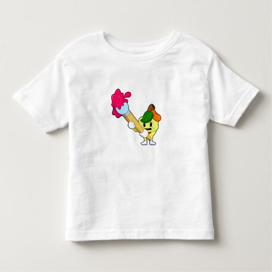 ブラシ付きペインター絵を描のApple トドラーTシャツ (正面)