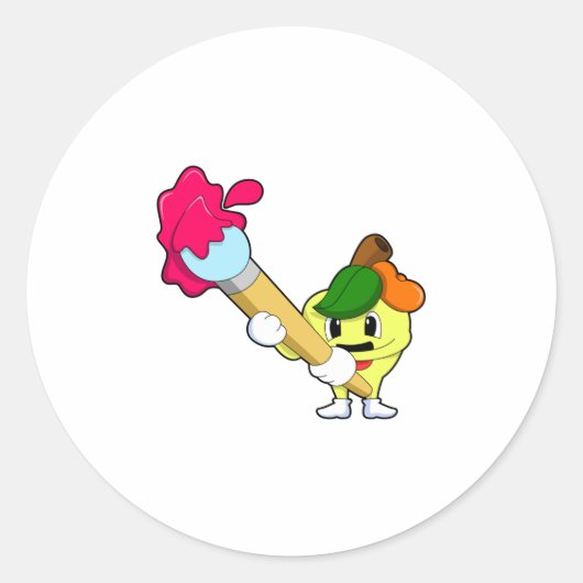 ブラシ付きペインター絵を描のApple ラウンドシール (正面)