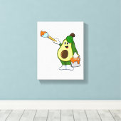 ブラシ付きペインター絵を描アボカド キャンバスプリント (インサイチュ (ウッドフロア))