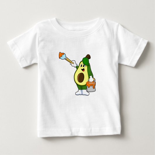 ブラシ付きペインター絵を描アボカド ベビーTシャツ (正面)