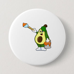 ブラシ付きペインター絵を描アボカド 缶バッジ