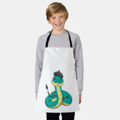 ブラシ付きペイ絵を描タン エプロン (着用した状態)