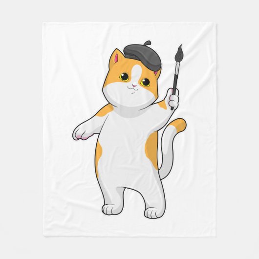 ブラシ付きペイ絵を描ター フリースブランケット (正面)