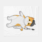 ブラシ付きペイ絵を描ター フリースブランケット (正面(横))