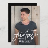 ブラシ付きマーク編集可能カラー卒業招待状 招待状 (正面/裏面)