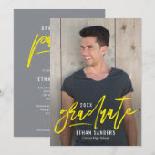 ブラシ付きマーク編集可能カラー卒業招待状 招待状 (正面/裏面)