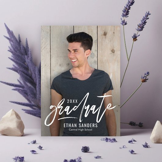 ブラシ付きマーク編集可能カラー卒業招待状 招待状