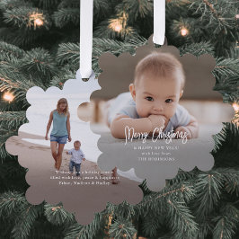 ブラシ付きミニマルスクリプトメリークリスマス2写真 オーナメントカード