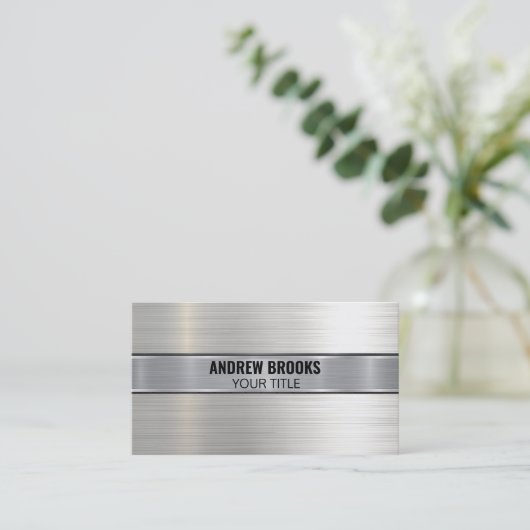 ブラシ付きメタル | QRビジネス 名刺 (スタンド正面)