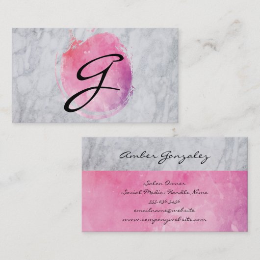 ブラシ付きモノグラ芸術的ム付き大理石 名刺 (正面/裏面)