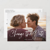 ブラシ付きレタリング延期日の変更 案内ポストカード (正面/裏面)