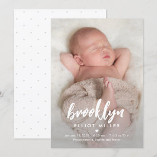 ブラシ付き名モダンベビー誕生発表 シーズンカード