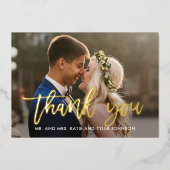 ブラシ付き実在チャームフォイル写真サンキューカード 箔招待状 (正面)