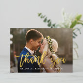 ブラシ付き実在チャームフォイル写真サンキューカード 箔招待状 (立ち正面)