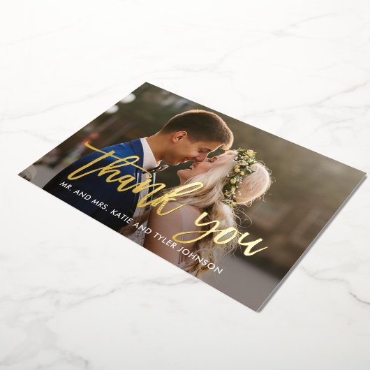 ブラシ付き実在チャームフォイル写真サンキューカード 箔招待状 (回転した状態)