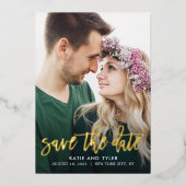 ブラシ付き実在チャームフォイル日付カードを保存 箔招待状 (正面)