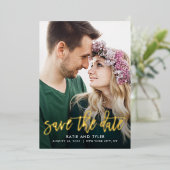 ブラシ付き実在チャームフォイル日付カードを保存 箔招待状 (立ち正面)