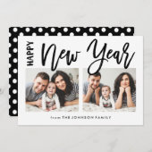 ブラシ付き新年ホリデーコラージュ2フォトカード シーズンカード (正面/裏面)